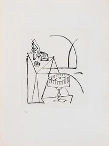 Oscar DOMINGUEZ - Estampe - Eau-forte - Nature morte 5 (Feuilles éparses) - Imagen 1 de 3