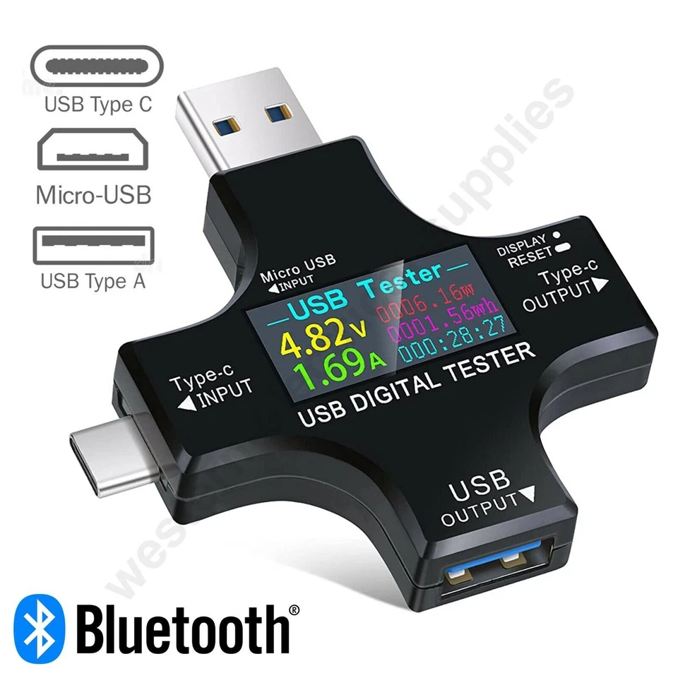 AU Digital USB C Power Tester Voltage Current Amp Volt Detector Type C Meter LCD - image 1 of 4
