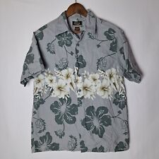 Gotcha Hawaiian Shirt Mens Small Gray Button Up Short Sleeve Hibiscus Floral