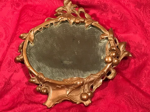 Copper 11x11 Jennings Brother Vintage Antique Art Nouveau vanity mirror USA Cover