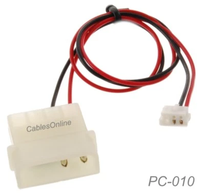 Micro 3-Pin Fan Connector to 4-Pin Molex Internal 5V Power Adapter Cable, PC-010 - Image 1 of 3
