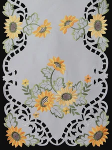 Embroidered Sunflower Cutwork Placemat Table Runner Tablecloth Topper White 6725 - Picture 1 of 15
