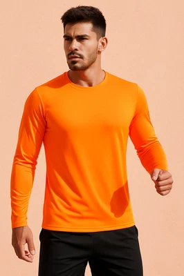 Мужская рубашка с длинным рукавом Dry Fit пиклбол теннис тренировки верхний быстрый сухой оранжевый - Изображение 1 из 4