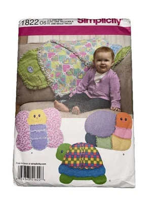 Simplicity Pattern 1822 Rag Quilts Butterfly Snail Turtle One Sz Factory-Folded - Image 1 of 2