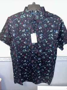 Perry Ellis Stretch Button Shirt Floral Size Medium, NWT-Short Sleeve-stretch - Picture 1 of 10