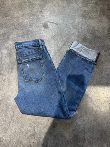 Loft The Straight Cuffed Jeans Sz 28/6 Medium Blue High Rise Loose Modern City - Picture 1 of 11