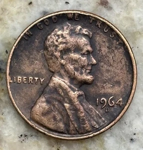 Cartas de centavo Lincoln 1964 D raras en el borde, el año pasado hechas con 95 % cobre - Imagen 1 de 2