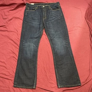 Levis 527 Low Boot Cut Denim Jeans Mens Size 38x32 Dark Blue 100% Cotton - Picture 1 of 4
