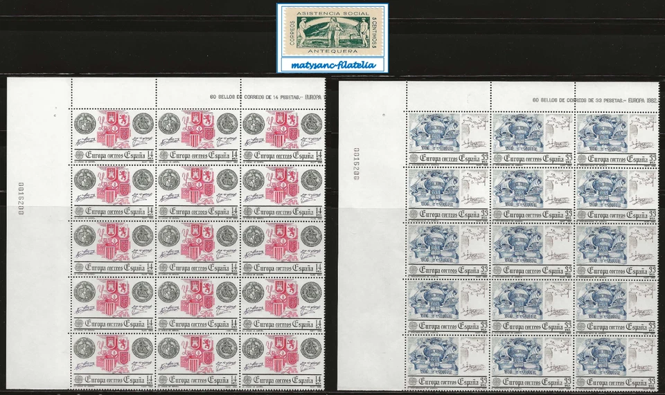 ESPAÑA 1982. EDIFIL 2657/2658. SERIE COMPLETA EN BLOQUE DE 15 "EUROPA". MNH*** - Imagen 1 de 1