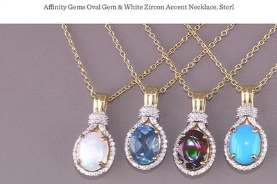 New Blue Topaz & White Zircon Adjustable Necklace 14k / Sterling Silver QVC - Image 1 of 4