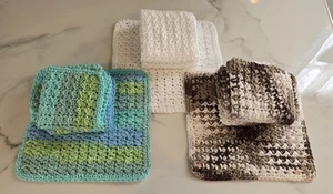 Set di 3 vestiti fatti a mano all'uncinetto 100% cotone, 8,5 x 8,5 pollici - Foto 1 di 25