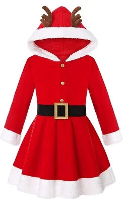 США Kids девочек (7-8) Рождественский костюм мисс Клаус платье вверх блестки бархата платье - Изображение 1 из 4