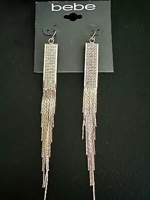 Bebe Crystal/Fringe Earrings Rose Gold 4 In - Image 1 of 3