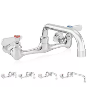 Commercial Kitchen Sink Faucets with 8" Centers, Wall Mount, NSF - Picture 1 of 36