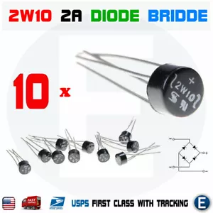 10 piezas 2W10 2A 1000V rectificador puente diodo redondo 4 pines monofásico nuevo - Imagen 1 de 1