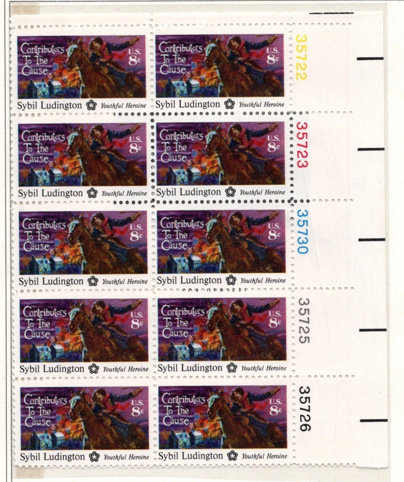 SC# 1559, 1975--8c Sybil Ludington BiCentennial Issue, PB of 10, M/NH - Image 1 of 1