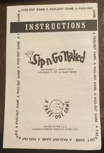 SIP 'N GO NAKED ADULT DRINKING Gioco da Tavolo - 1971 Regole, Istruzioni - Foto 1 di 1