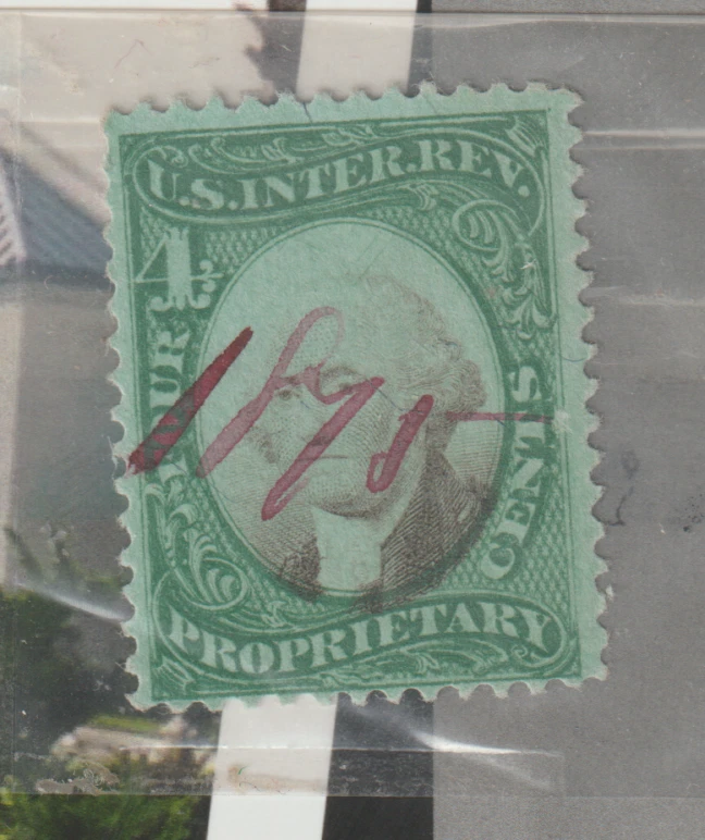 US Scott RB4b Proprietary 4c Portrait 1871-74 Revenue Stamp  Issue - Image 1 of 1