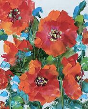 Flowers Original Oil painting Red Poppies Floral Impasto Artwork 25x20cm
