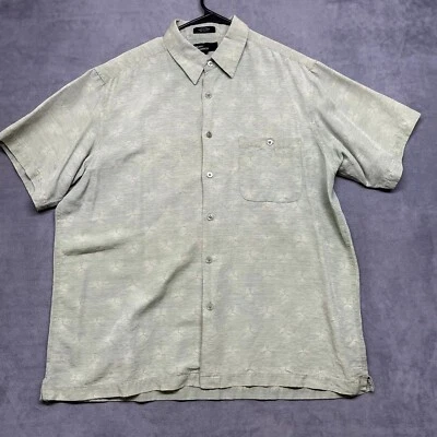 Marc Edwards Shirt Mens XL Gray Silk Short Sleeve Side Slit Classic Button-Up - Image 1 of 4