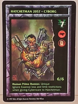 1997 FASA Hatchetman 2057 Cyborg Prime Runner Card Shadowrun  - Image 1 of 4