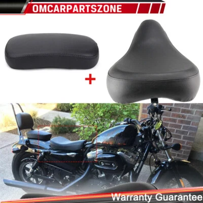 Front + Rear Rider Solo Seat For Harley Sportster Iron XL 1200 883 72 48 1983-03 Foto 1 de 4