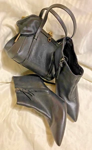 Cartera negra de colección después de 5 hecha en EE. UU. AÑOS 50 6” X 8” falta encanto (botas no incluidas) - Imagen 1 de 12