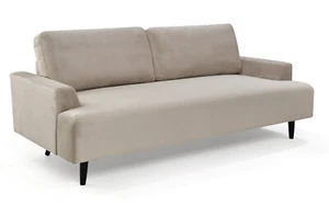 Neutral Stone Velvet 3 Seater Sofas- Easy Flat-packed Loafer range FREE DELIVERY - Picture 1 of 6