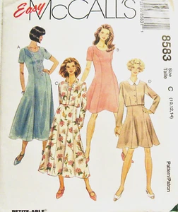 MCCALLS PATTERN 8583 EASY PETITE OPTION CROP UNLINED JACKET SEMI FIT DRESS 12-16 - Picture 1 of 2