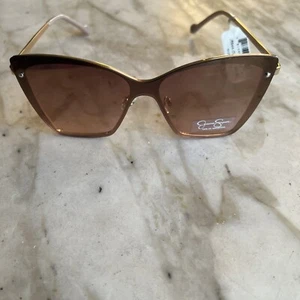 Jessica Simpson Gold/Nude J5944 Cat Eye Sunglasses NWT - Picture 1 of 12