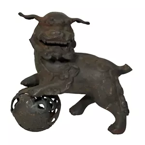 Foo perro león en bola de hierro fundido vintage - Imagen 1 de 24