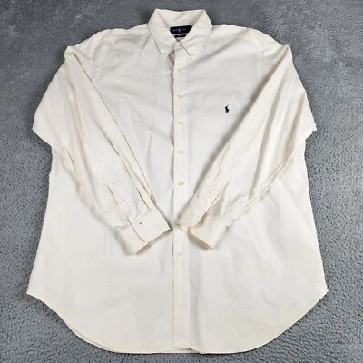 Camisa masculina Ralph Lauren XLT bege creme mistura de seda botão para cima manga longa - Imagem 1 de 4