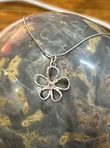 Vintage 925 Kette mit Blumenanhänger - Bild 1 von 6