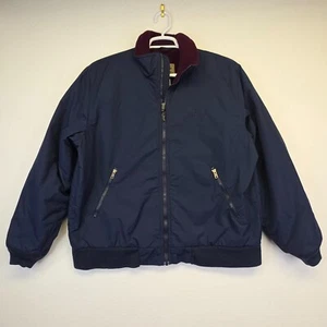 LL Bean Jacket Mens L Black Fleece Lined Bomber Warm Up Wind Water Resistant - Picture 1 of 12