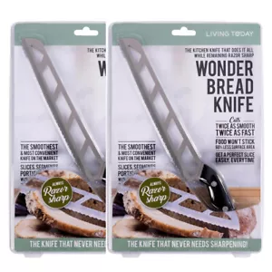 2X Bread Knife Stainless Steel Blade Serrated Kitchen Wonder Cutter Heavy Duty - Picture 1 of 16