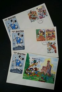 Bhutan Walt Disney A Tramp Abroad 1985 Cartoon Animation Castle Mickey (FDC Rare - Picture 1 of 5