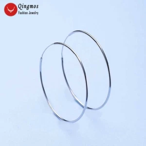 50mm Silvery Sterling Silver S925 Ring Hoop Earrings for Woman Fine Jewelry-570 - Picture 1 of 7