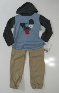 Boys Youth Kids Headquarters Puppy Dog 2 Piece Hooded LS Shirt and Pant Set Nwt - Picture 1 of 6