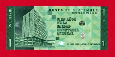 UN QUETZAL CONMEMORATIVO UNC 1924-2024 CIEN ANOS DE LA UNIDAD MONETARIA QUETZAL Foto 1 de 2