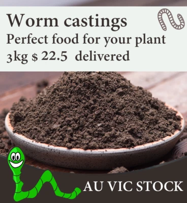 Worm casting Vermicompost 3KG AU delivered organic fertilizer perfect plant food - image 1 of 4