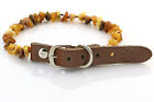 Genuine Baltic Amber Rough Unpolished Dog Leather Collar Necklace Various Length