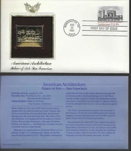 American Architecture-Palace of Arts-San Francisco-1st day issue-Golden Replica - Picture 1 of 1