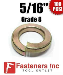 (Qty 100) 5/16" Standard Split Lock Washers Grade 8 Hardened Yellow Zinc - Picture 1 of 3