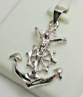 925 Sterling Silver Polished  Anchor / Heart Pendant For Necklace 30x20mm