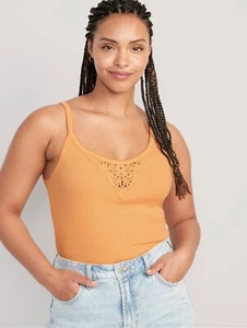 Old Navy Women’s Size XXL ~ Lace Trim Tank Top $20 NWT .. Mango Sorbet - Picture 1 of 7