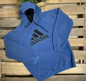 Felpa con cappuccio uomo Adidas manica lunga blu/nero logo taglia XL - Foto 1 di 7