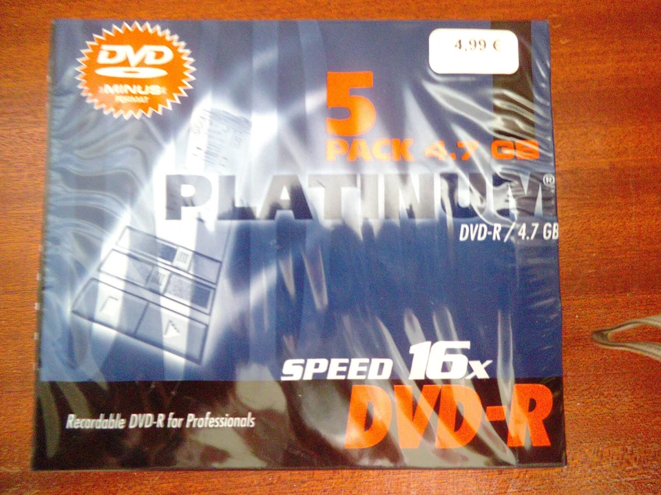 5 Pack 4,7 GB Platinum DVD-R Speed 16x - Bild 1 von 1