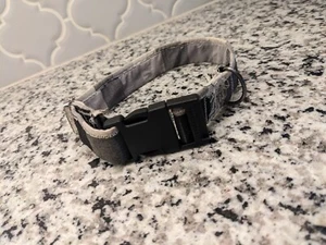 Handmade Dog Collar Grey 1" Wide x 9-15" Long - Picture 1 of 5