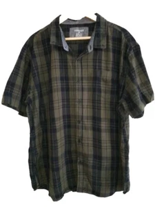 Connor Mens Casual Green Check Cotton Shirt Short Sleeve Slim Size 3XL VGC - Picture 1 of 5