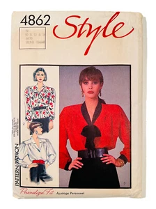 Vintage Style Sewing Pattern 4862 Misses’ Blouses, Sizes 10,12,14, Uncut, 1986 - Picture 1 of 6